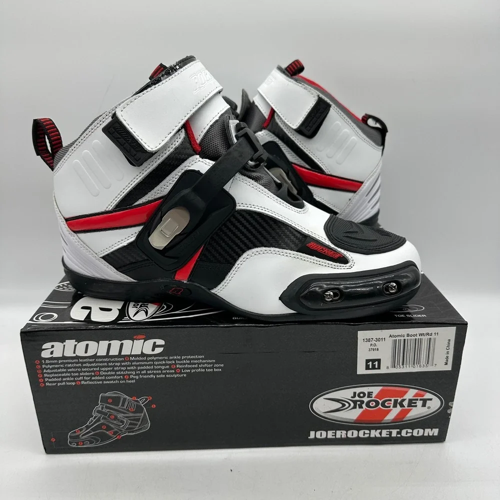 Joe Rocket 1387-3011 Mens 11 White Atomic Motorcycle Riding Boots Broken Strap